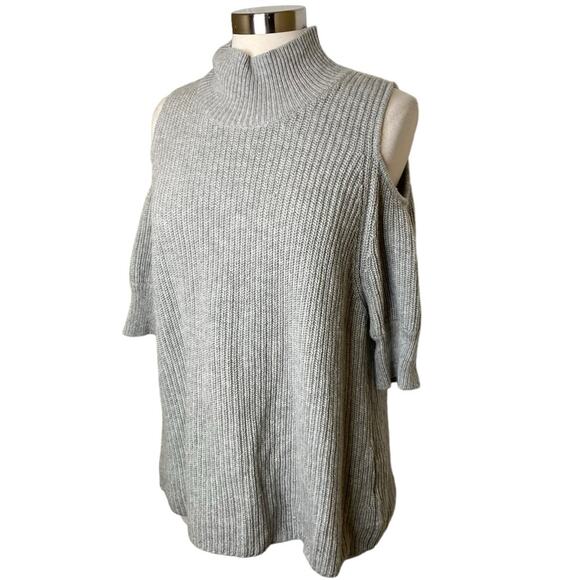 Zoe Jordan Gray Knit Cold Shoulder Wool Cashmere Blend Knit Sweater Women's M L - Picture 4 of 11
